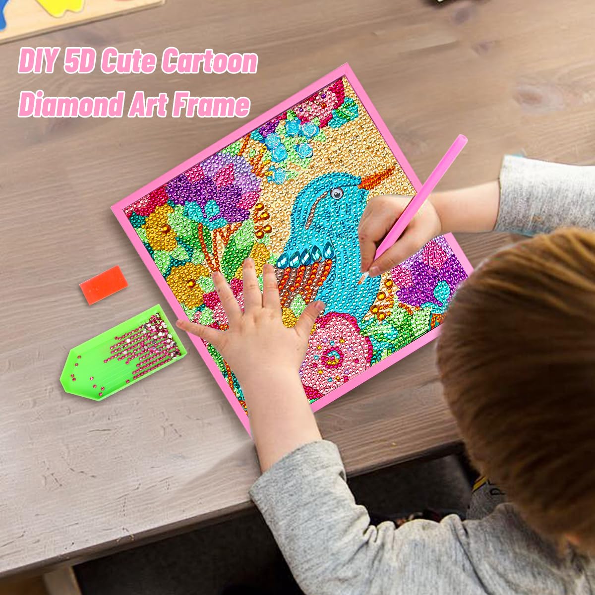 ZUYUSUT Diamond Art Painting Kits Gems Art Girls with Wooden Frame Crafts Supplies Mosaic Paint Gem by Number Kits Home Office Wall Decoration