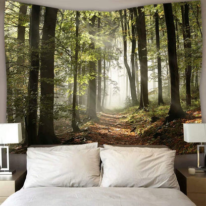 DZGlobal Forest Pathway in Misty Mountain Tapestry, Nature Landscape Wall Hanging Art for Living Room Bedroom Kitchen