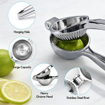 COKORA Lemon Squeezer Manual, Large Handheld Metal Lemon Juicer Squeezer Dishwasher Safe, Heavy Duty Lemon Press Squeezer is Suitable for Lemon, Lime, and Citrus,Easy to Use and Clean - Silver