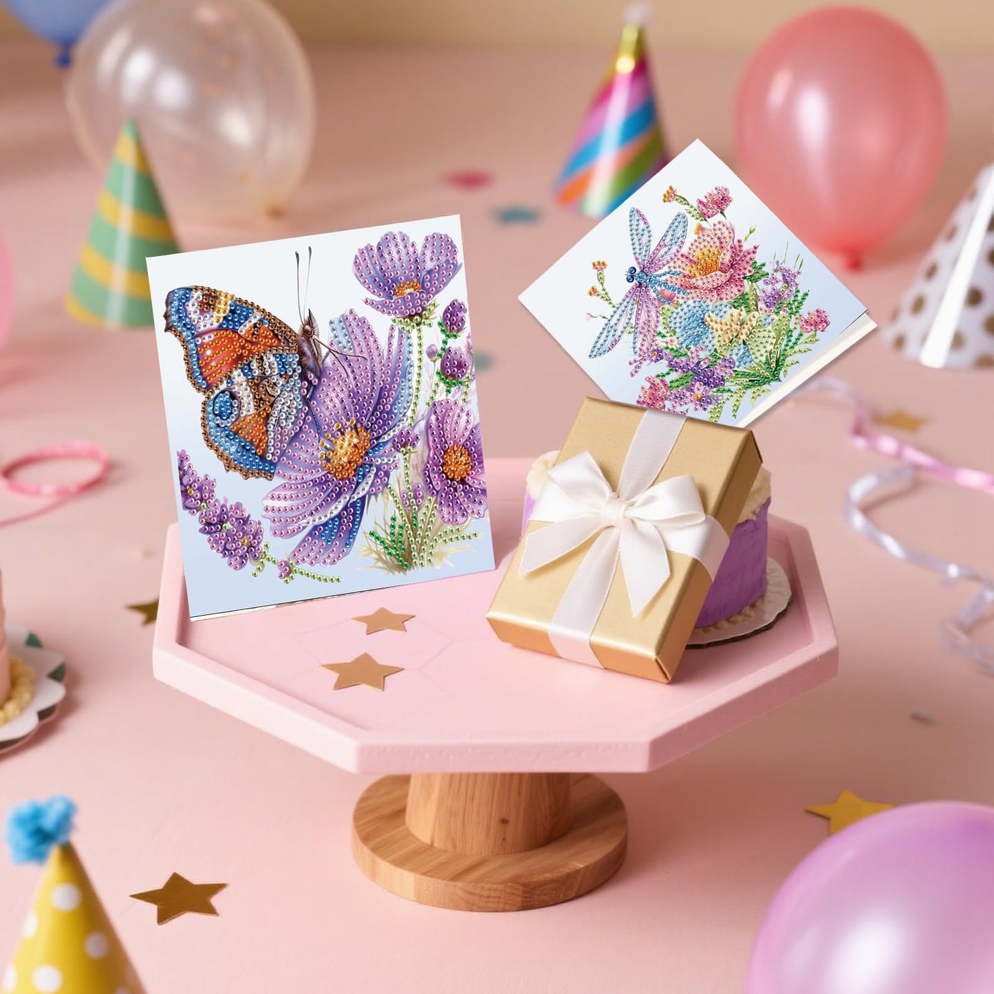 JZHYOAN 6Pcs DIY Animal Diamond Painting Cards Birthday Greeting Cards for Holidays Celebrations Diamond Art Card with Envelopes Crystal Arts Craft Gem Art Painting Mosaic Kit Butterfly Dragonfly Bird