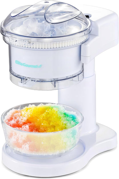 Elite Gourmet ESI1021 Snow Cone & Shaved Ice Maker, Refreshing Slushies, Margaritas, and Boba Drinks, White