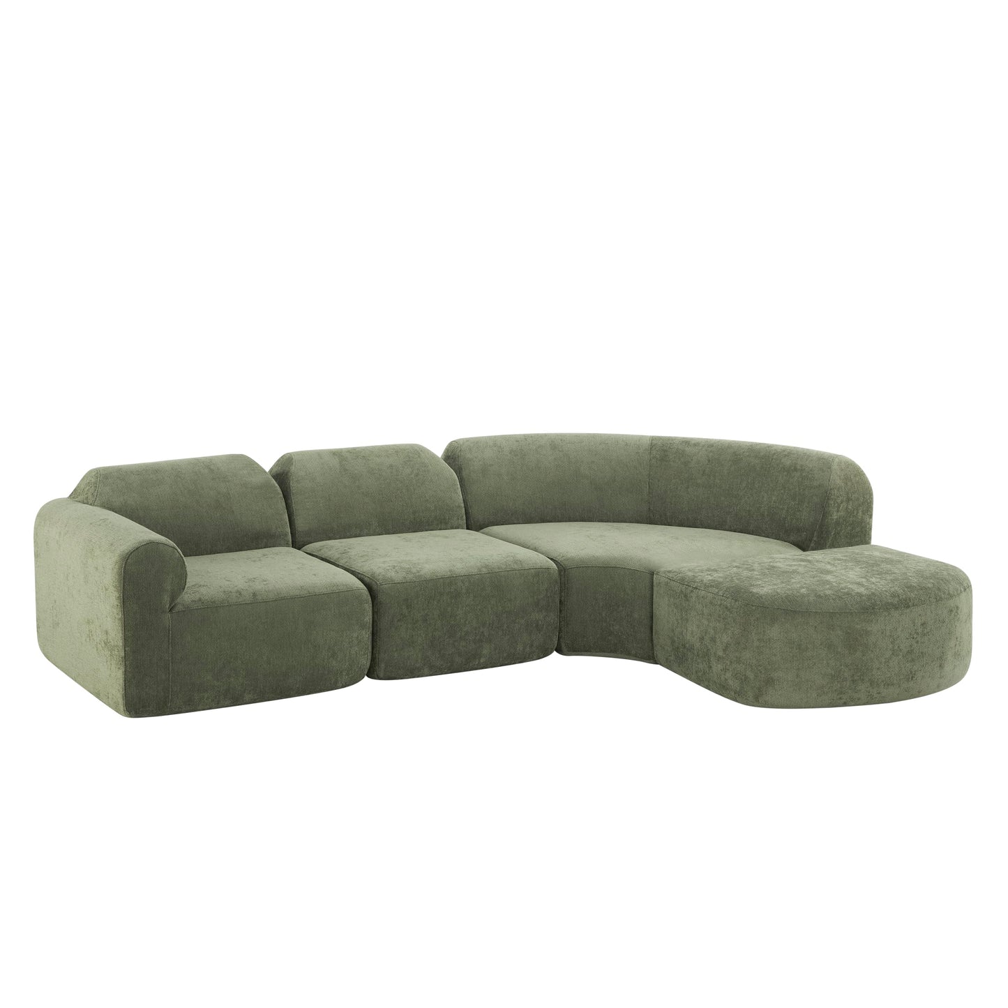 Christopher Knight Home Midel 111" Modular L-Shape Sofa Couch with Chaise Lounge, Modern Boneless Sofa for Living Room, Fabric Upholstered Cloud Couch with Deep Seat, Olive Green