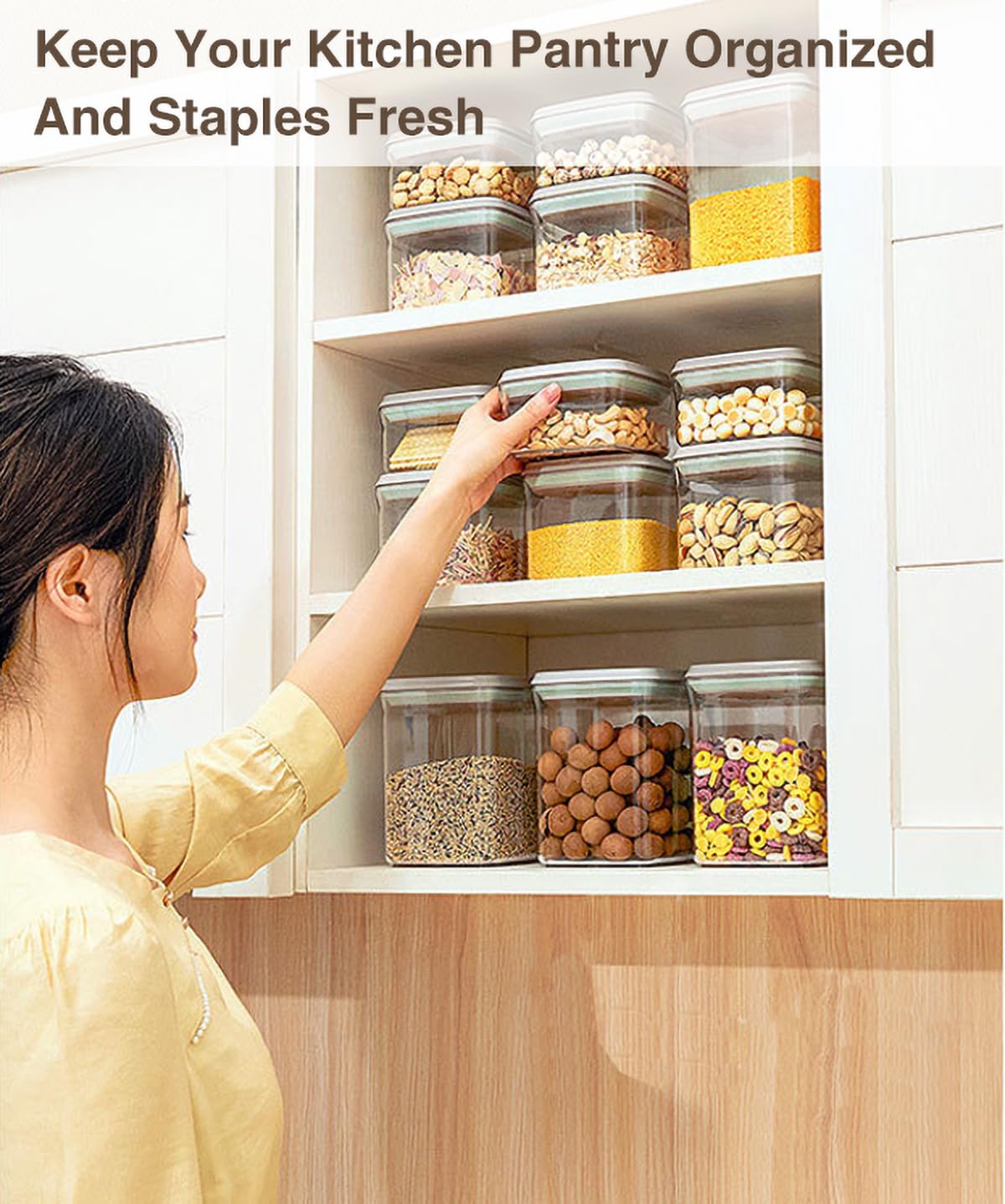 Melovom Large Pop Airtight Food Storage Containers Set with Lids, 4.2Qt Food Containers with Scoop, Kitchen Pantry Organization and Storage, BPA Free Stackable Cereal Container