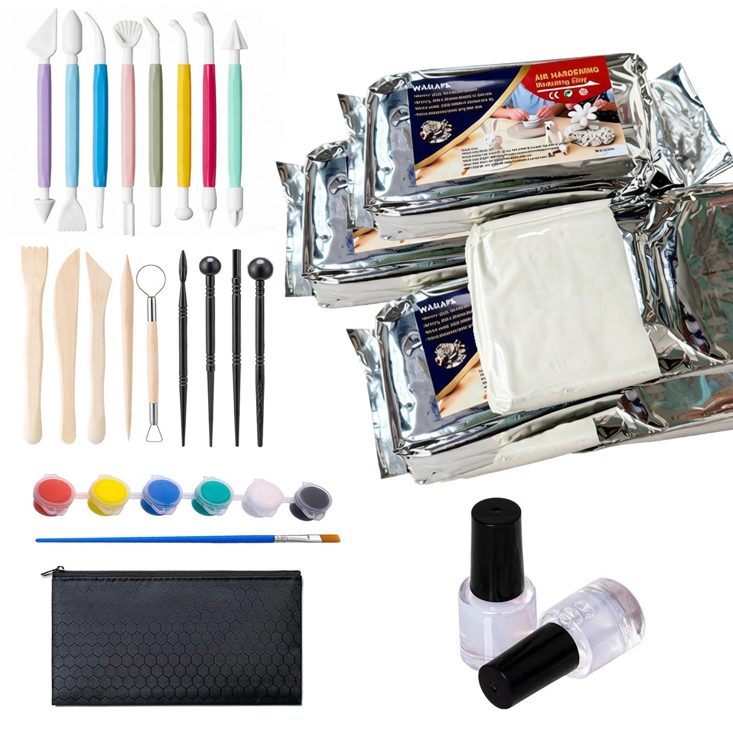 5lb Air-Hardening Modeling Clay - Stone Air Dry Clay + Tools,Introductory Air Dry Modeling Clay for All Ages - Molding Clay for Sculpting,Great for Modeling,Sculpting,DIY Jewelry Making Projects