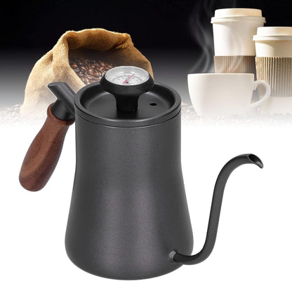 Coffee Kettle - Hand Breathe Stainless Steel Pot with Fine Mouth for 550Ml Pour Over Coffee Makers (Black)