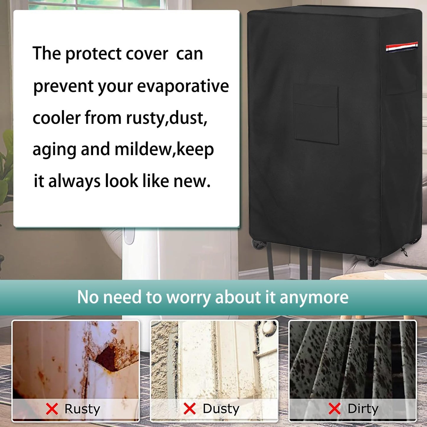 AIickwang Outdoor Evaporative Cooler Cover | 600D Heavy Duty Waterproof for Hessaire MC26A | Black, 21" x 15" x 32"