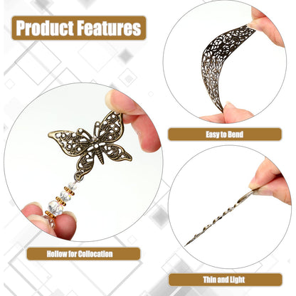 Luinabio 120 Pieces Filigree Connectors Charms Pendants Decoration Tibetan Metal Filigree Findings Embellishments for DIY Hairpin Necklace Earring Jewelry Making(Bronze,Novel Style)