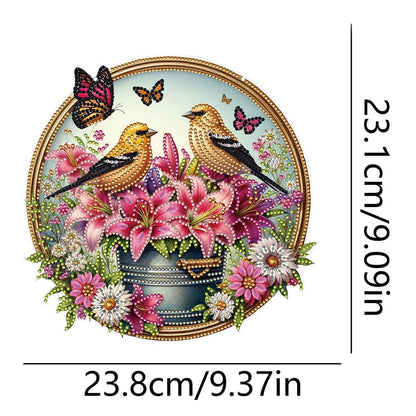 C‘eitura 5D DIY Diamond Painting Hanging Ornament Flower & Bird Sun Catcher, Double Sided Diamond Art Craft Kit for Home Wall Window Decor, Creative Relaxing Gift for Adults & Teens