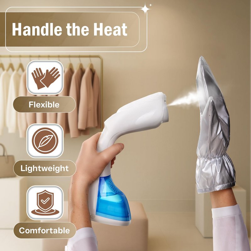 Speedypress Garment Steamer Gloves for Steaming Clothes – Grey Steam Mitt Protects Against Heat – Flexible Hand Mitten for Steam Iron – Ironing Accessories – Waterproof Steamer Mitt Glove (1 Pair)