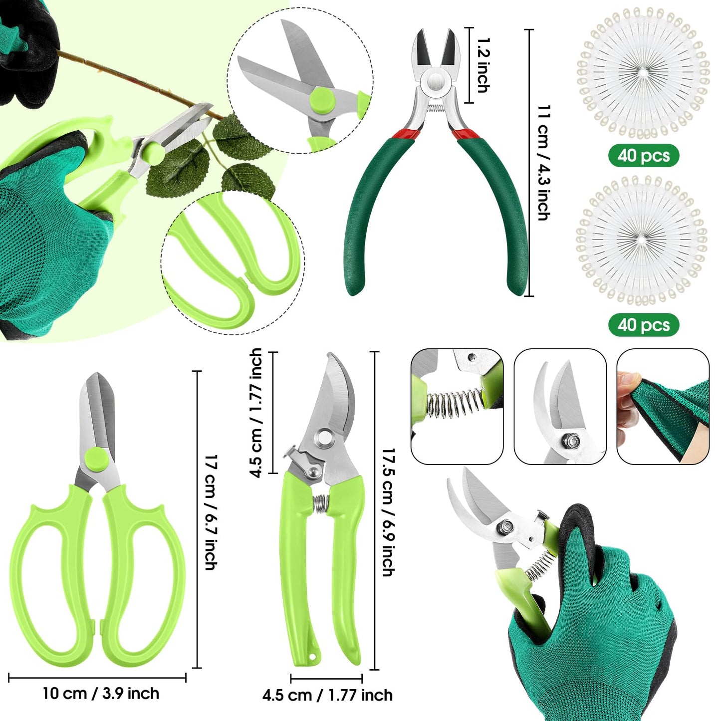 207 Pcs Flower Arrangement Supplies Florist Garden Tool Gift Kit for Women Include Green Tool Bag Thorn Remover Rose Stripper Outdoor Hand Tools Stem Pruning Shear Gloves Stem Wire Etc Wedding DIY Kit