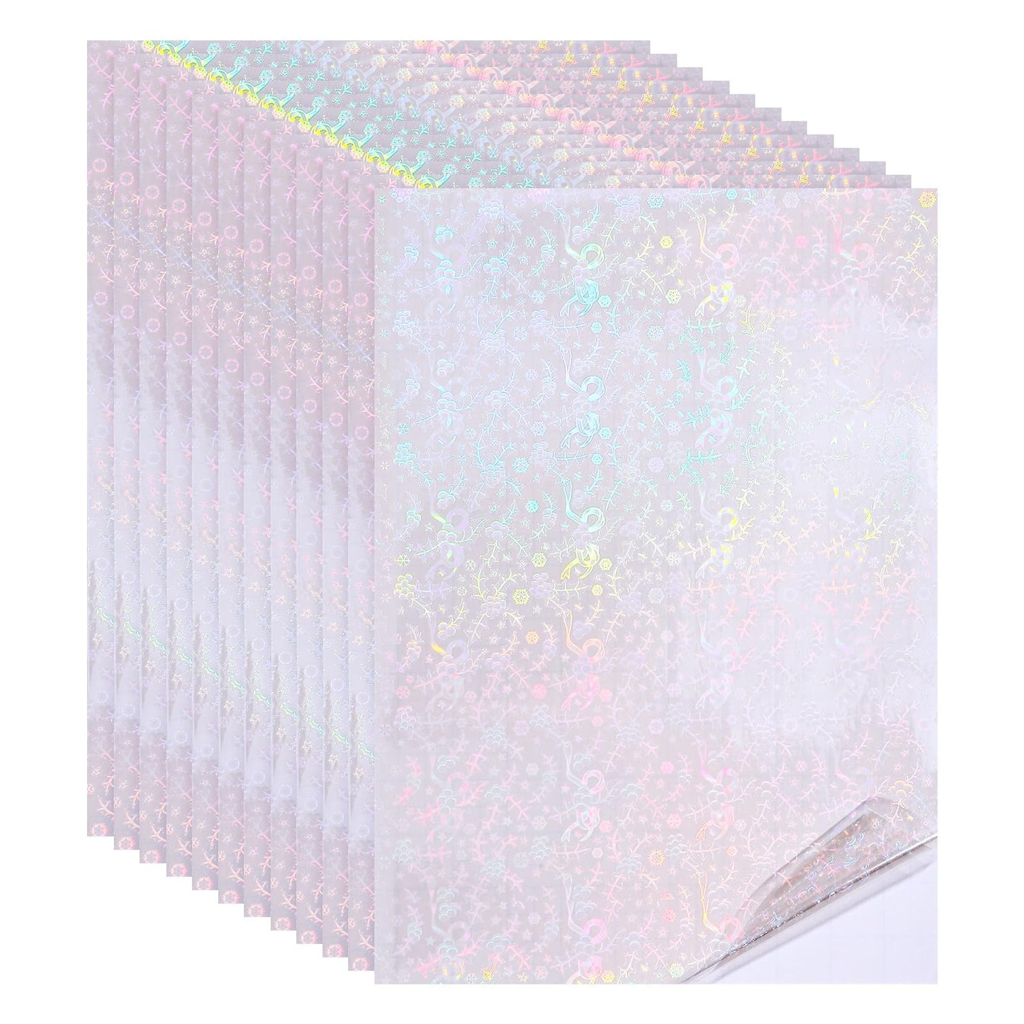 PATIKIL 12x8 Inch Holographic Laminate Sheets, 12Pcs Holographic Sticker Paper Transparent Vinyl Laminate Film A4 Waterproof Self Adhesive for Craft Books, Holiday Ribbon Pattern