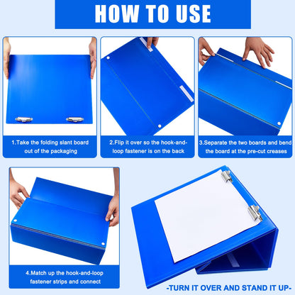 Nuanchu 1 Pcs Folding Slant Board for Writing 14 x 12 Inch Large Slanted Clipboard Adjustable Tilted Writing Boards Sloped Surface to Improve Handwriting Legibility Endurance (Blue)