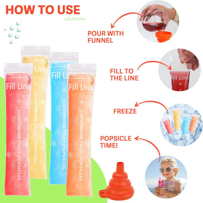 Amintiri 50 2 (Multicolor-1) Disposable Ice Popsicle Mold Bag Popsicle Holder, Freezer Tubes with Dual Zip Seals