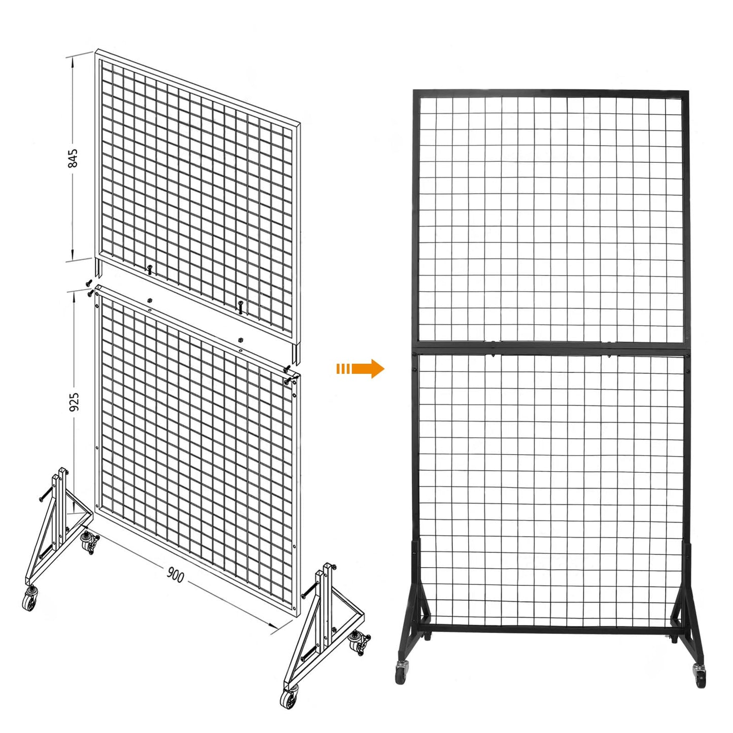Eastern Tree 2 Packs 3'X 6' Two Gridwall Panels Display Stand with Sturdy T-Base, Black Wire Grid Wall Panels for Craft Show Display Rack, Art Display Stand, Extra more 20 Hooks
