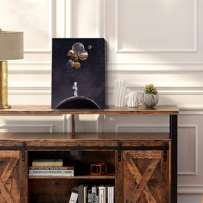 ARTZON Inspirational Wall Art Canvas Print, Astronaut Holding Planet Framed Artwork for Bedroom & Office, 12x16inch