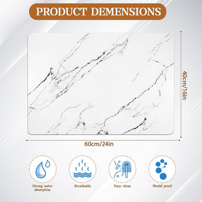 White Dish Drying Mat by [Brand Name] - 24"x16" Absorbent & Heat Resistant with Non-Slip Backing
