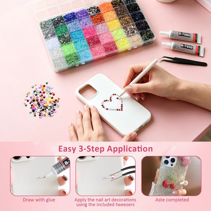 Acrridi 40000Pcs 40 Colors Resin Rhinestones Bedazzling Kit, Multicolor Flatback Gems, DIY Nail Art Clothing Tumblers Crafts for Bedazzling Diamond Art Makeup (Style B)