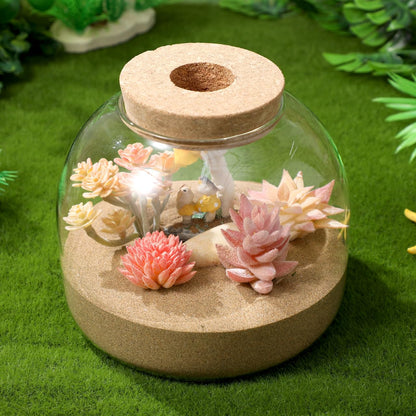 Glass Terrarium Jar with Cork Lid, Clear Container for Micro Landscape Hydroponic Plants Succulents, Self Sustaining Ecosystem DIY Decor, 5.9x5.3 Inches (Empty Jar)