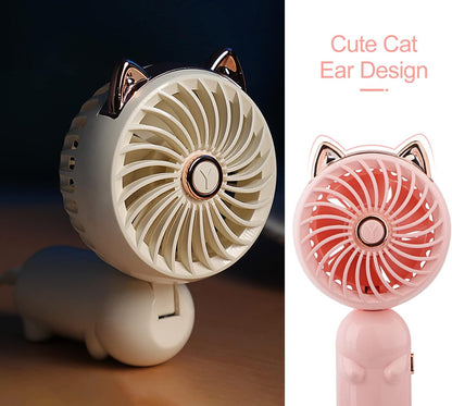 QearFun Mini Hand Held Fan, Portable Lanyard Fan with USB Rechargeable Battery, 3 Speed, 8-12 Hours, Pink & Green