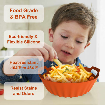 Air Fryer Silicone Liners Square 2 Pack 7.1 Inch Airfryer Liners 4-7 QT Reusable Air Fryer Liners Silicone Pot Oven Liner Baking Tray, Air Fryer Basket Silicone Mat Bowl Air Fryer Accessories Kitchen