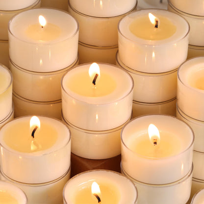 DEVI Soy Tea Lights Candles 200 Pack, 6 Hour White Tea Candles Bulk, Soy Wax Tea Lights Bulk-6 Hours Long Burning, Unscented Small Votives Bulk for Wedding Favors, Party Events, Shabbat,Home Decor