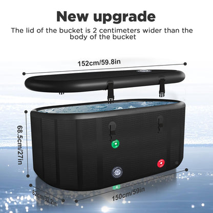 XXL Cold Plunge Tub for Athletes, Compatible with Water Chillers, 195 Gallon Inflatable Cold Plunge with Insulated Lid, Portable Ice Plunge Bathtub for Adult, Ice Tub Outdoor for Cold Water Therapy(C)