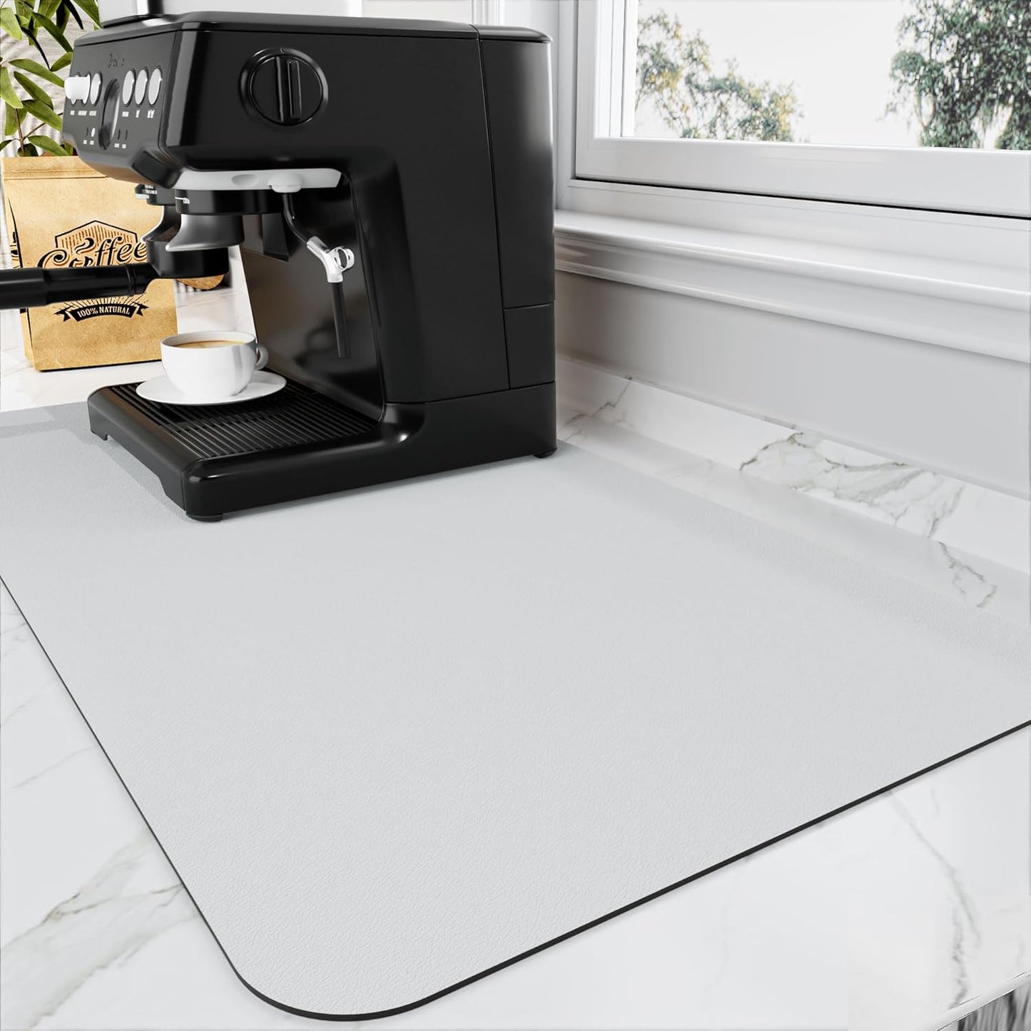 Coffee Mat, Absorbent Bar Mat for Countertops, Fits Under Coffee Maker, Rubber Backed Dish Drying Mat for Kitchen