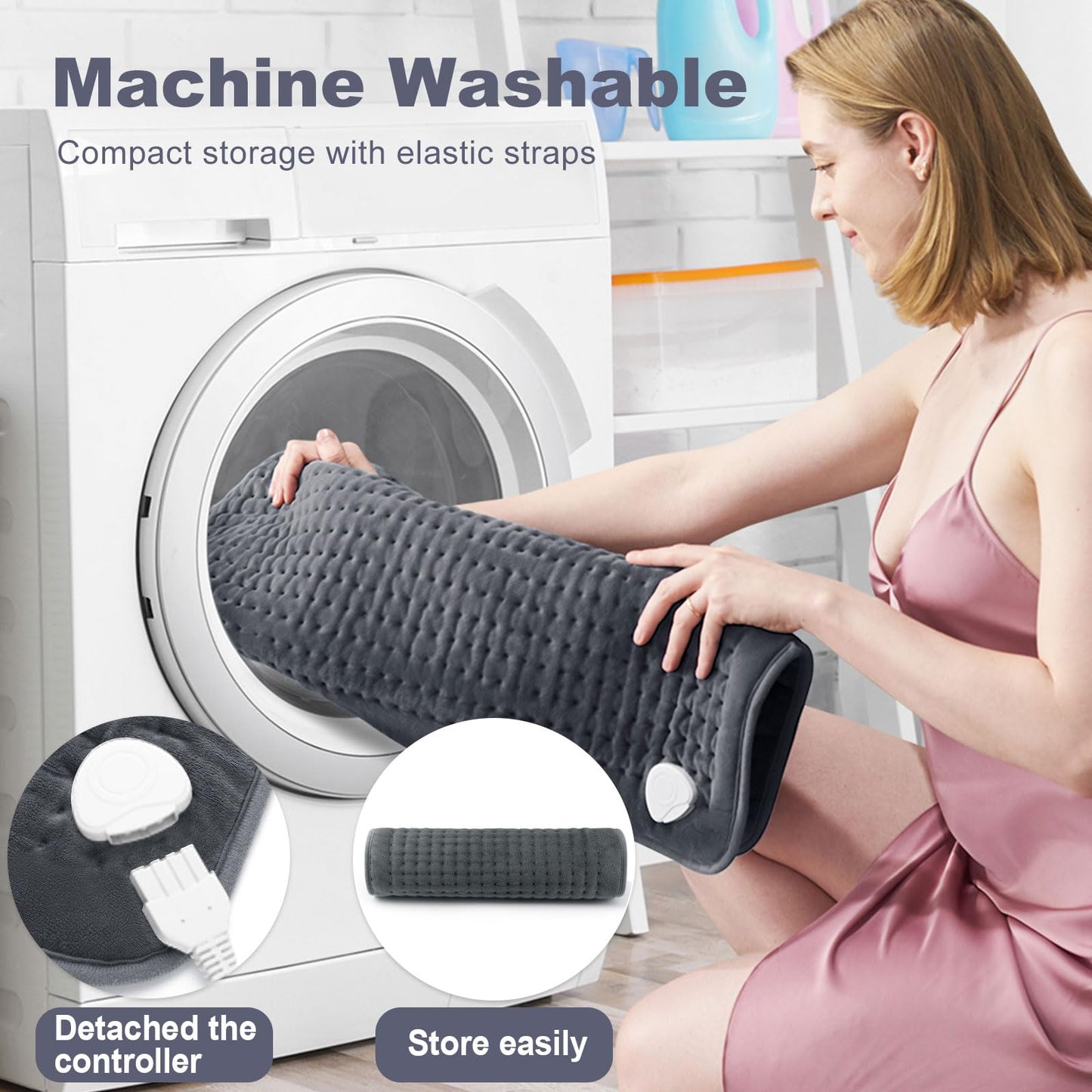 VAAGHANM Heating Pad: 33 x 17 inches Electric Heating Pad for Back Pain Relief -Extra Large Heat Pad for Shoulder/Neck/Cramp/Menstrual Pain - Upgraded 6 Timer & 6 Temperature Controller