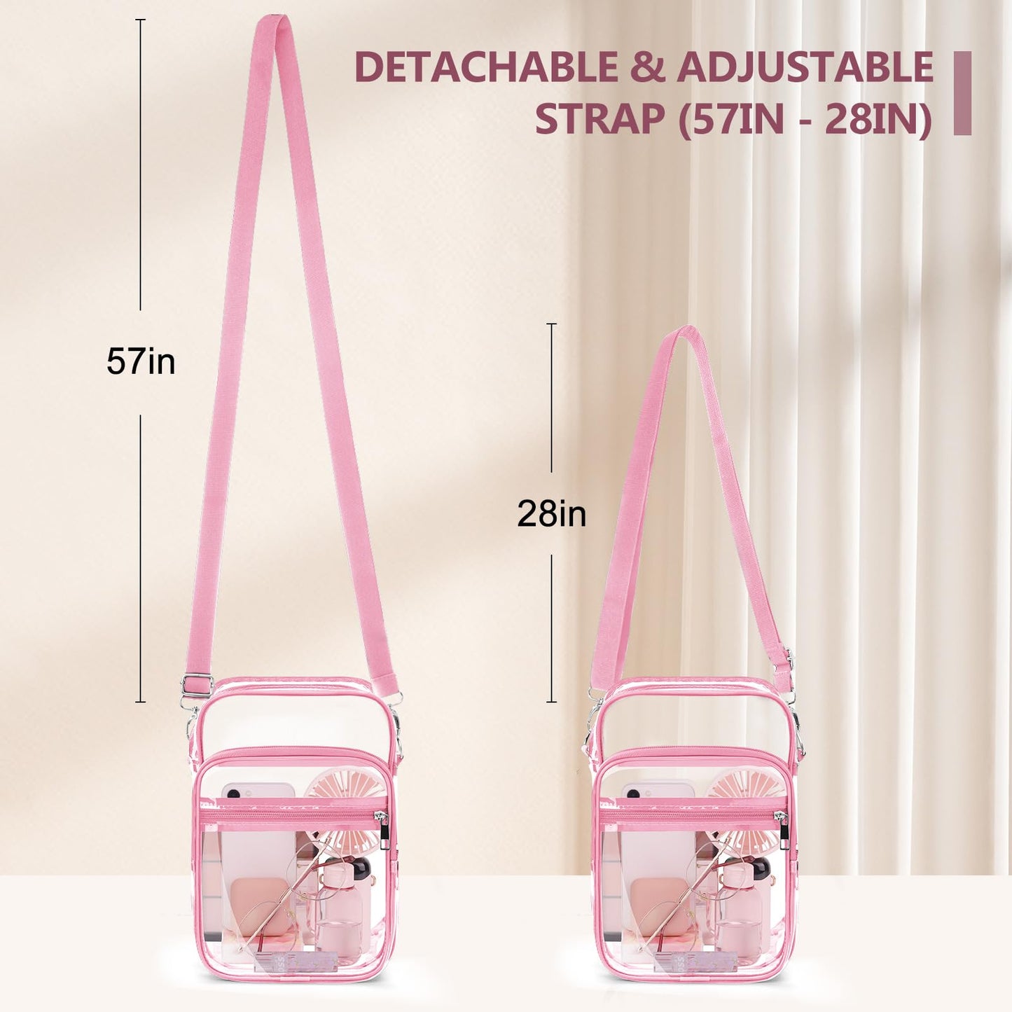 Blvornl Clear Crossbody Bag with Adjustable Shoulder Strap, Stadium Approved PVC Purse Bag, Messenger Bag