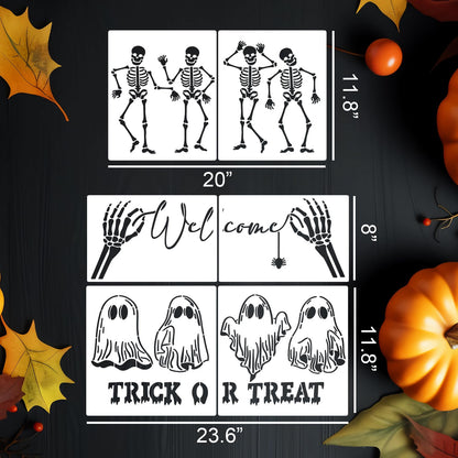 Halloween Stencils for Door Mats Large Halloween Doormat Stencils Skeleton Boo Spooky Ghost Stencil for Door Mat Wood Sign Fabrics DIY Crafts Decor