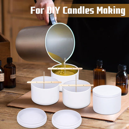 YJHSS 24-Pack 4oz Candle Tins with Lids, Metal Candle Jars for Candle Making, Empty Containers Vessels Bulk for Small Business & Beginners DIY Storage -White