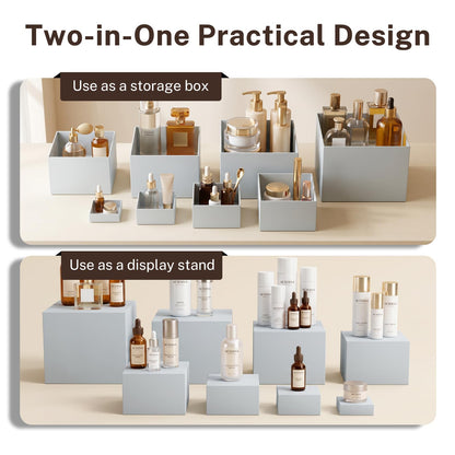 10 Pcs White Acrylic Buffet Risers with Mini Sign and Marker, Food Risers Display Stands for Buffet Table Party Catering Dessert Jewelry Collectibles,Acrylic Cube Nesting Boxes with Hollow Bottoms 8 Sizes (10" 9" 8" 7" 6" 5" 4" 4" 3" 3")