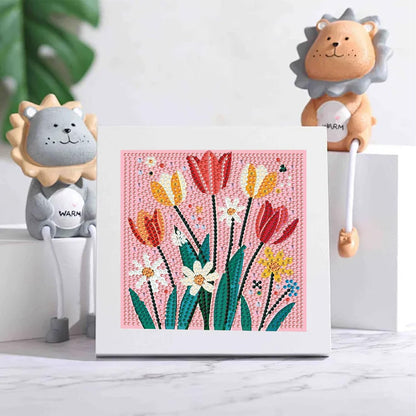 Pxzcrypha Flowers Diamond Art Kits for Kids with Frame,Flowers Diamond Art Painting for Kids, Gem Art Kits for Kids 8-12 for Gift Home Wall Decor (7x7inch)