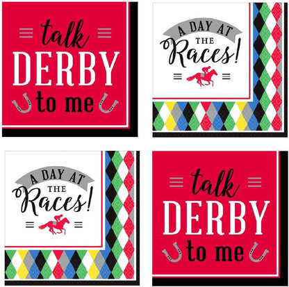 Kentucky Derby Party Supplies, Horse Race Cocktail Beverage Napkins, 32 Count