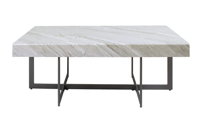 Furniture of America Willy Modern Storage Faux Marble Top 2-Piece Coffee and End Table Set for Living Room, Gray