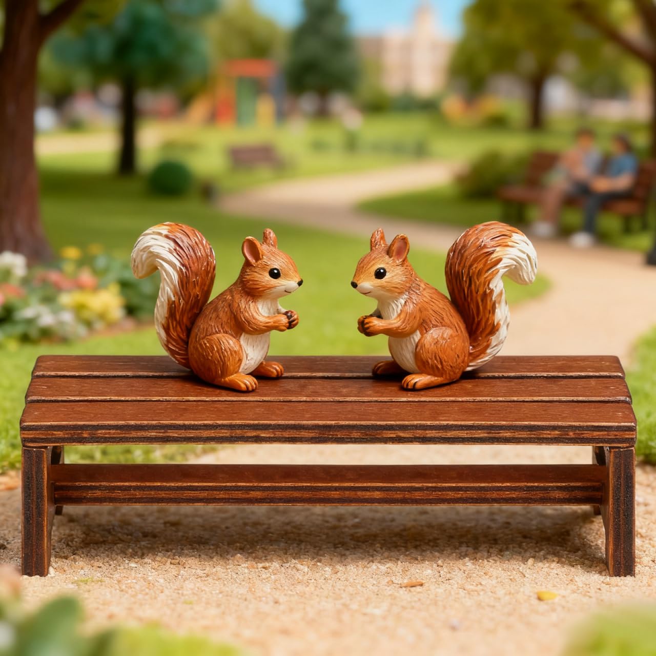 ibasenice 2Pcs Miniature Dollhouse Bench Set - 1:12 Scale Wooden Park Chair Furniture Accessories, Tiny Brown Garden Benches for Fairy Gardens, Christmas Village, Crafts, and Photography Props