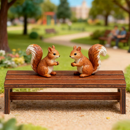 ibasenice 2Pcs Miniature Dollhouse Bench Set - 1:12 Scale Wooden Park Chair Furniture Accessories, Tiny Brown Garden Benches for Fairy Gardens, Christmas Village, Crafts, and Photography Props