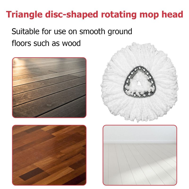Spin Mop Replacement Head - 6 Pack EasyWring Mop Refills with Base Compatible with O-Cedar Triangle Spin Mop, Microfiber Mop Replace Head Easy Cleaning Floor Head Mop for Floor Cleaning