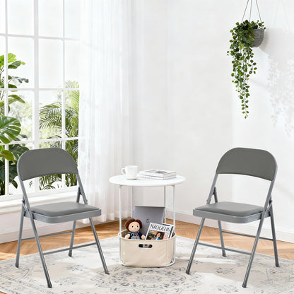 DUMOS 12 Pack Folding Chairs with Padded Cushion and Back - PU Leather Stackable Portable Dining Chairs Set, for Home and Office, Conference, Wedding, Party, Patio, Garden, for Indoor Outdoor, Grey
