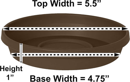 Bloem Terra Plant Saucer Tray for Planters, 3-6" Chocolate Brown