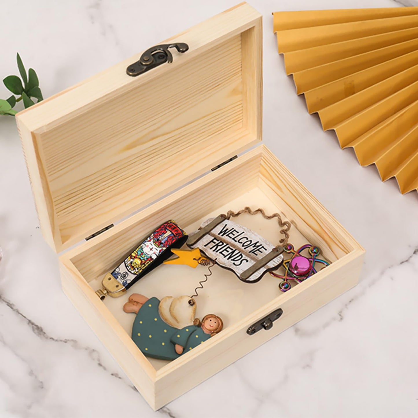 Voittozege 8 Pack Unfinished Wooden Box for Crafts, 6 X 4 X 2 Inch Small Wooden Jewelry Keepsake Boxes Natural Unfinished Box with Hinged Lid and Front Clasps Treasure Gift Storage Boxes for DIY Craft