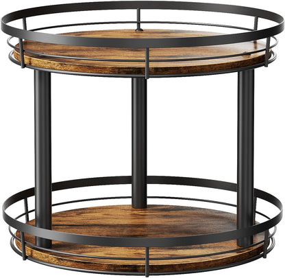 12'' 2 Countertop, LAMU Wood Lazy Susan Spice Rack Organizer, Tier Spice Organization for Cabinet, Kitchen, Table Top