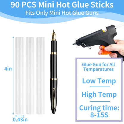 90 PCS Mini Hot Glue Sticks Bulk, Clear Glue Gun Sticks for Metal, Wood, Glass DIY Art Craft & School Projects Craft, Bond (Clear, 4" X 0.43")