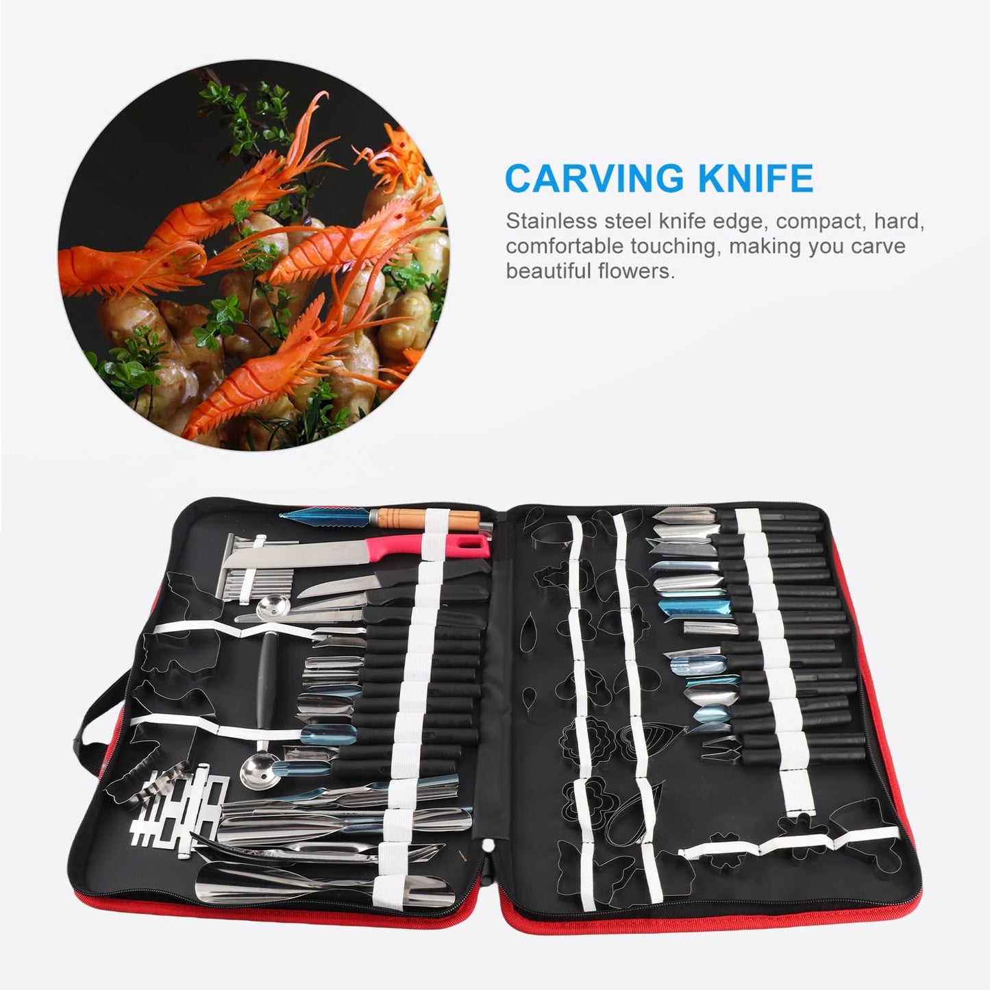 Vizni 80 PCS/Set Culinary Carving Tool Kit, Fruit Carving Tools, Chef Knife Set for Fruit Vegetable Garnishing Cutting Slicing