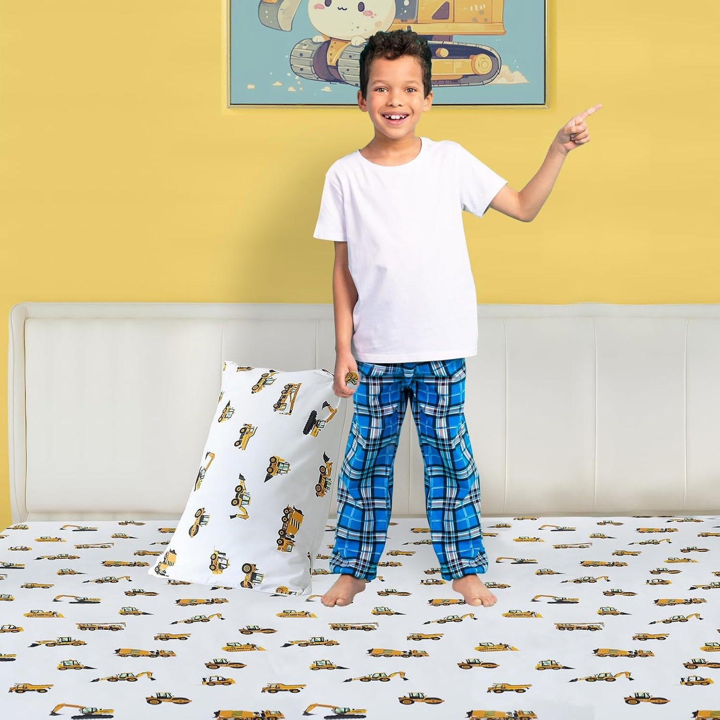 3-Piece Set Twin Size Bed Sheet by Coukouchyi, Soft & Breathable Kids Fitted & Flat Sheet for Boys with Deep Pocket
