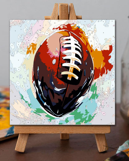 Blissroot Framed Paint by Numbers Kit for Adults Beginner &Kids Ages 8-12, 12x12inch American Football Paint by Numbers with Frame,Large Sports Paint by Number Framed Canvas (Without Easel)