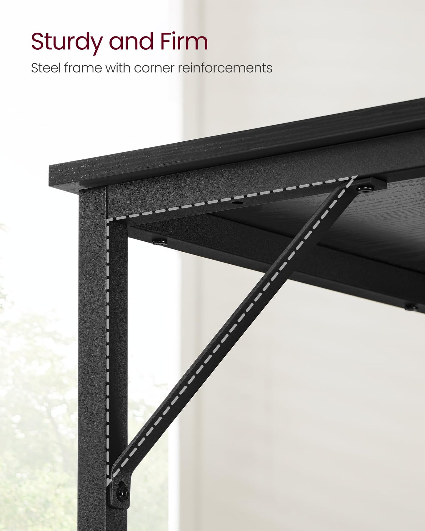 VASAGLE Computer Desk, Gaming Desk, Home Office Desk, for Small Spaces, 19.7 x 39.4 x 29.9 Inches, Industrial Style, Metal Frame, Black with Wood Grain ULWD041B56