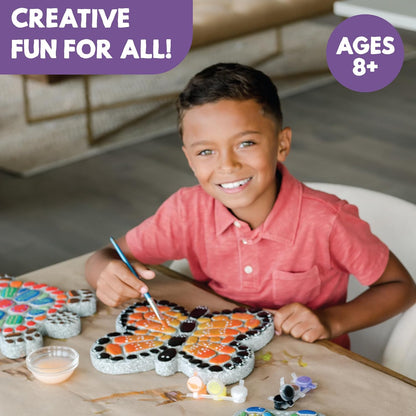 8 MindWare Paint Your Own Stepping Stone Butterfly, Rock Painting Kit, Stepping Stones Crafts for Kids Ages & up