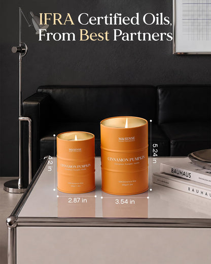 M&SENSE Cinnamon Pumpkin Scented Candles Christmas Decor,Natural Non Toxic, Aromatherapy Candle for Stress Relief Meditation Relaxing, Housewarming Gifts for Women Men, 11.3oz 70 Hour Christmas Candle