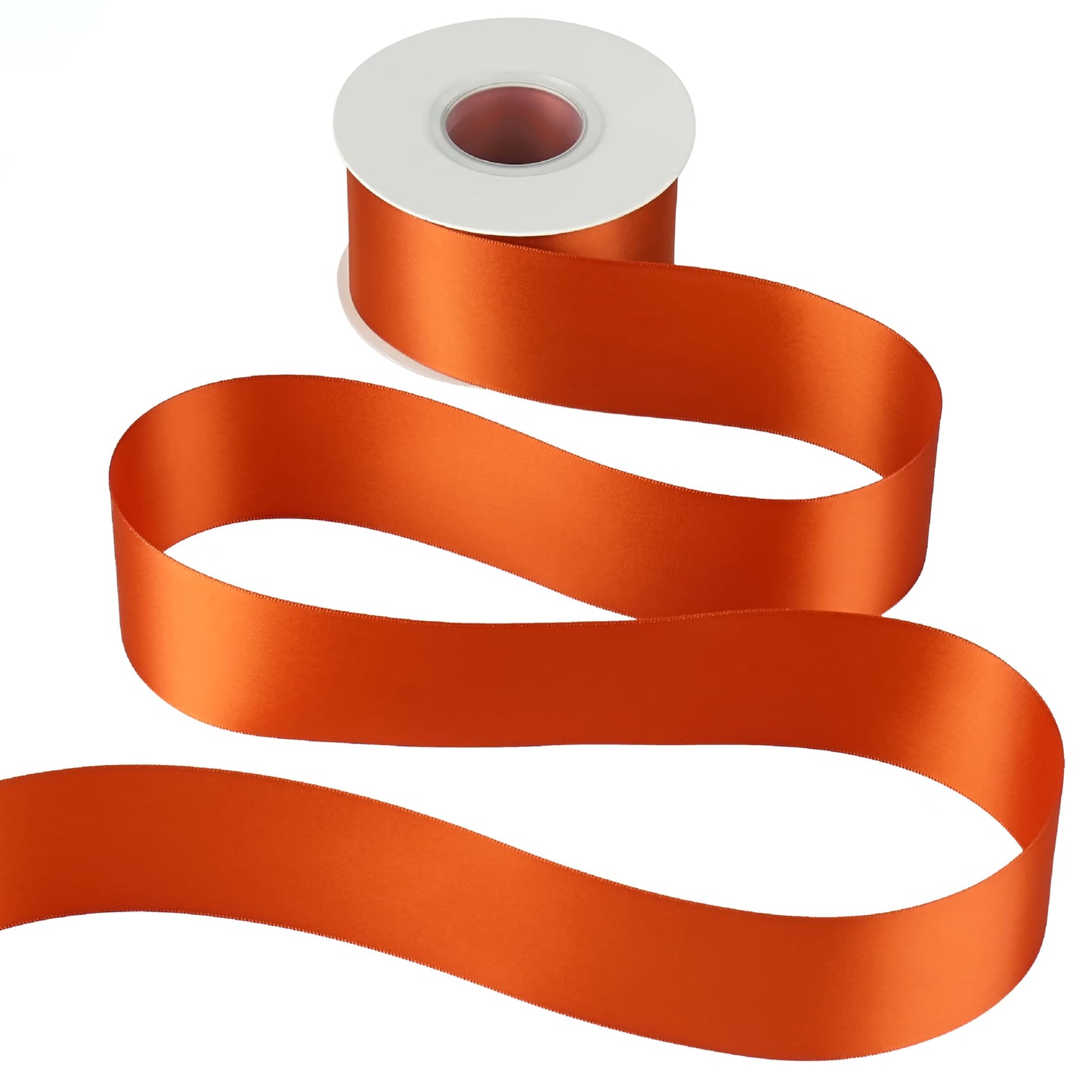 DINDOSAL Terracotta Ribbon 2 Inch x 25 Yards, Thick Burnt Orange Double Face Satin Ribbon for Fall Decor, Thanksgiving, Christmas Tree, Gift Wrapping, Wedding, Bouquet Wrap, Hair Bows